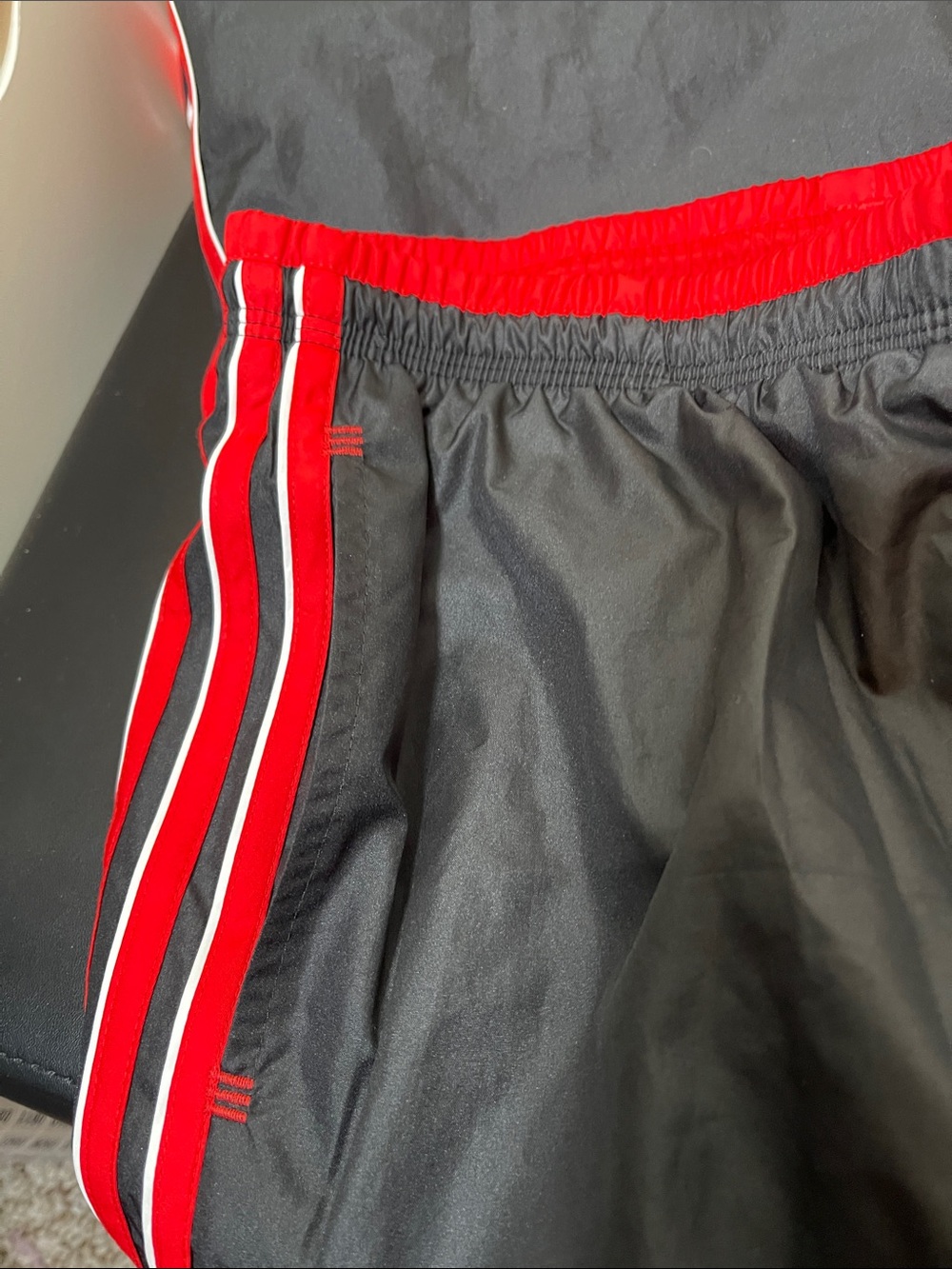 adidas Black Track Pants with Red Side Stripes - Picture 7 of 10